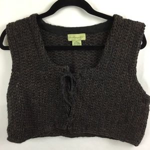 Anthropologie Cropped Heavy Knit Wool Vest